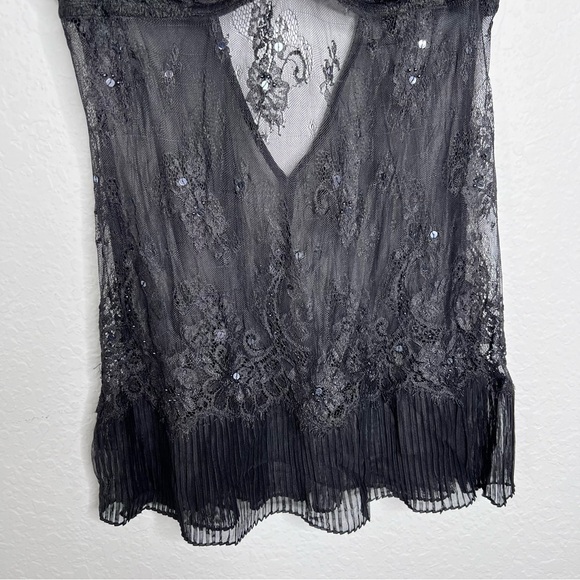 Victoria Secret Slip 36C Chemise lingerie Sheer Sequin Black Underwired Push up - Picture 3 of 7